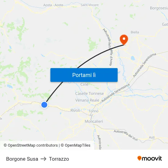 Borgone Susa to Torrazzo map