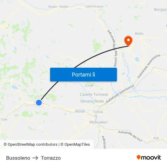 Bussoleno to Torrazzo map