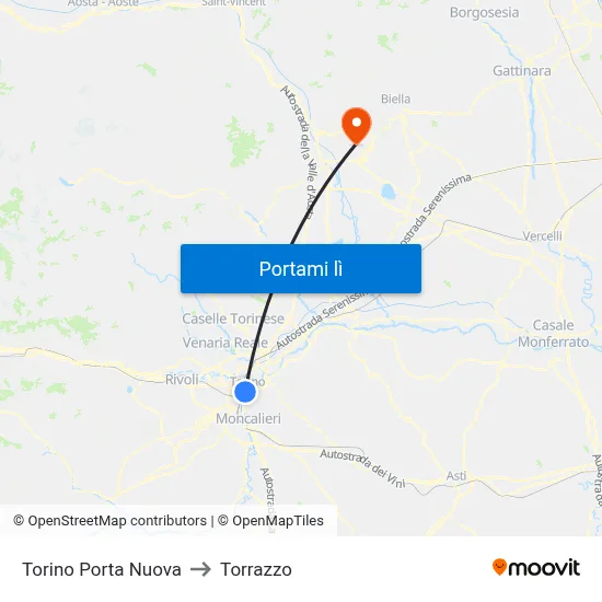 Torino Porta Nuova to Torrazzo map