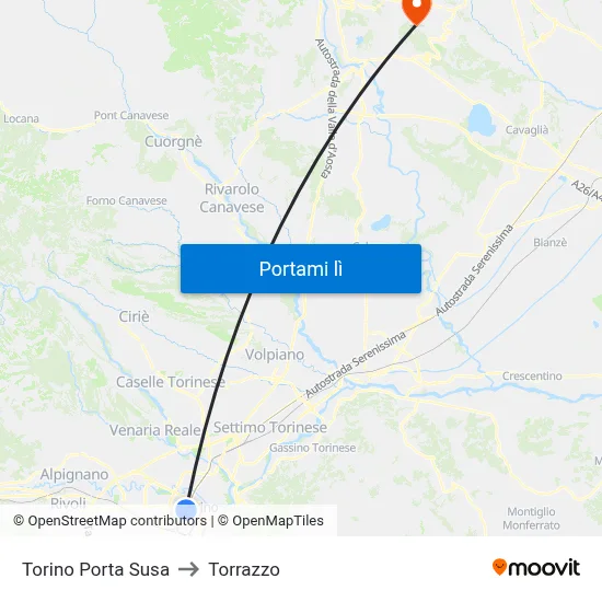 Torino Porta Susa to Torrazzo map