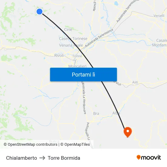 Chialamberto to Torre Bormida map