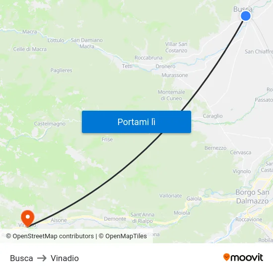 Busca to Vinadio map