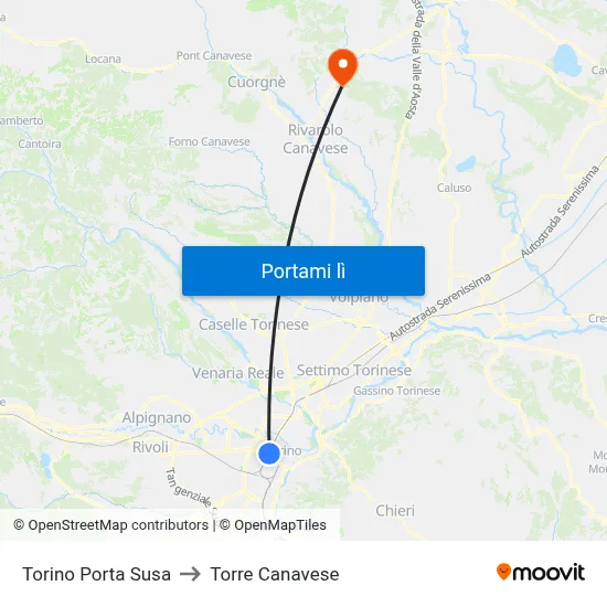 Torino Porta Susa to Torre Canavese map
