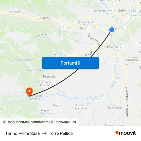 Torino Porta Susa to Torre Pellice map