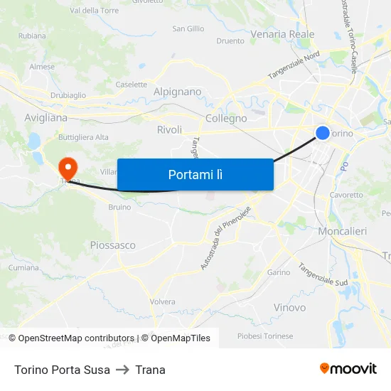 Torino Porta Susa to Trana map