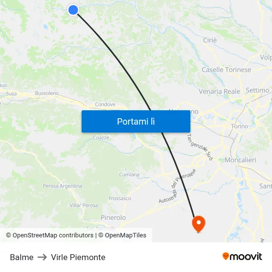 Balme to Virle Piemonte map