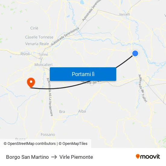 Borgo San Martino to Virle Piemonte map