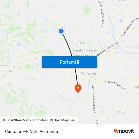 Cantoira to Virle Piemonte map