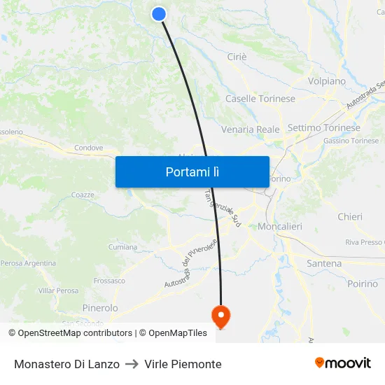 Monastero Di Lanzo to Virle Piemonte map