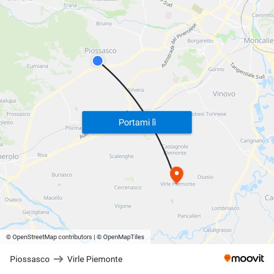 Piossasco to Virle Piemonte map