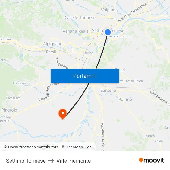 Settimo Torinese to Virle Piemonte map
