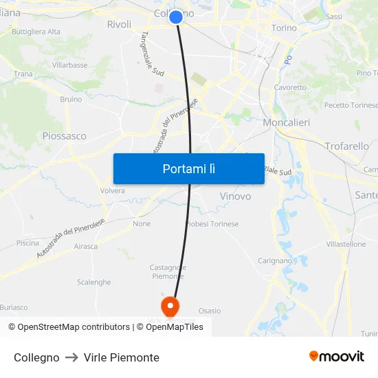 Collegno to Virle Piemonte map