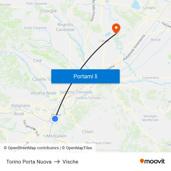 Torino Porta Nuova to Vische map