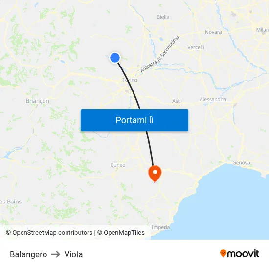 Balangero to Viola map