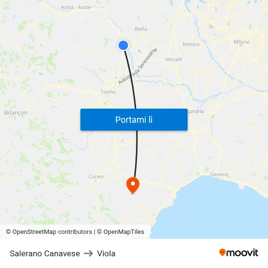 Salerano Canavese to Viola map
