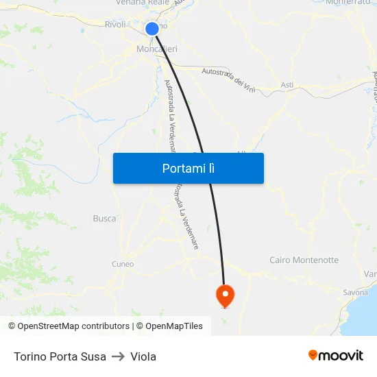 Torino Porta Susa to Viola map