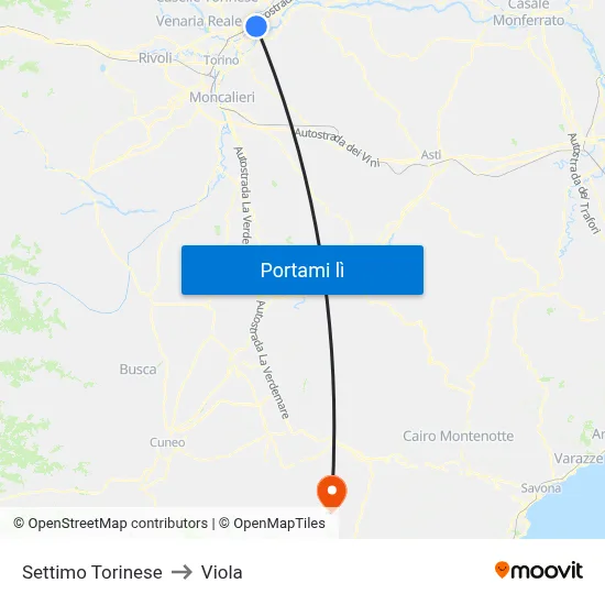 Settimo Torinese to Viola map