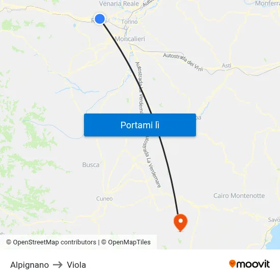 Alpignano to Viola map
