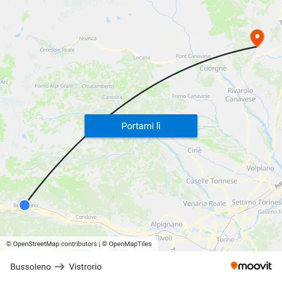 Bussoleno to Vistrorio map