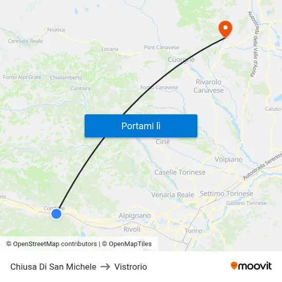Chiusa Di San Michele to Vistrorio map