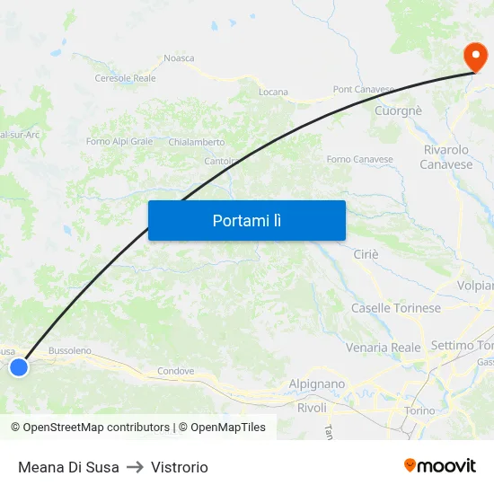 Meana Di Susa to Vistrorio map