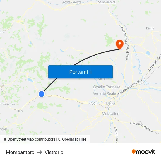 Mompantero to Vistrorio map