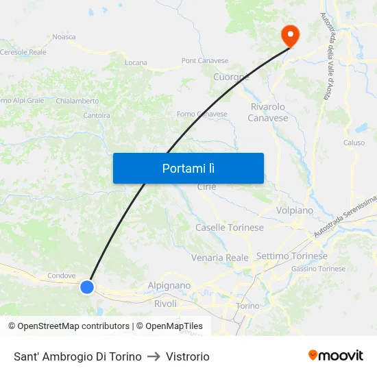 Sant' Ambrogio Di Torino to Vistrorio map