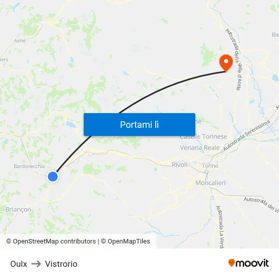 Oulx to Vistrorio map