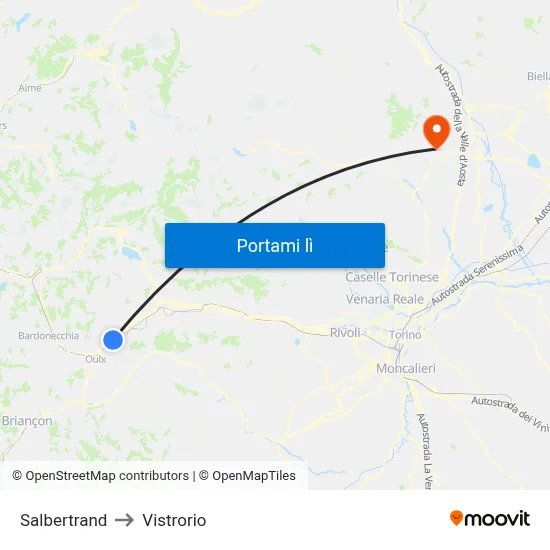 Salbertrand to Vistrorio map