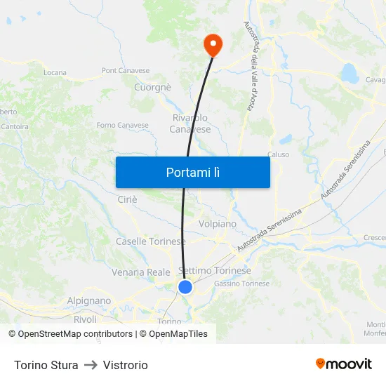 Torino Stura to Vistrorio map