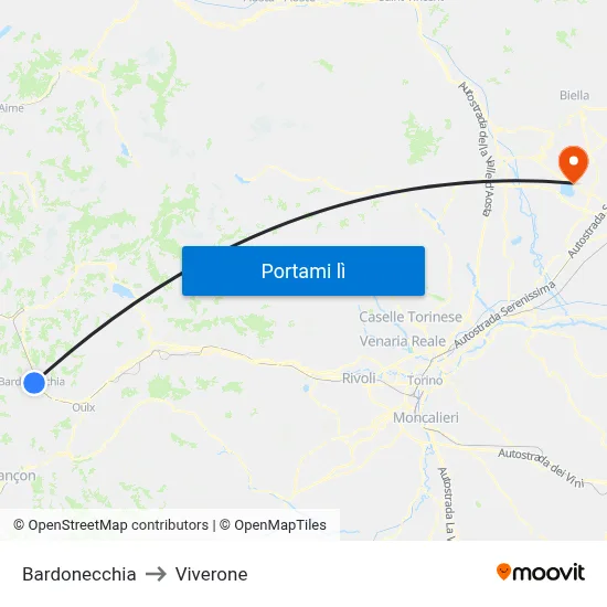 Bardonecchia to Viverone map