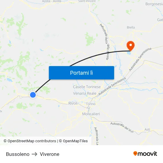 Bussoleno to Viverone map