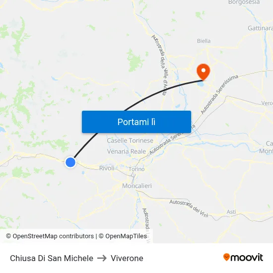 Chiusa Di San Michele to Viverone map