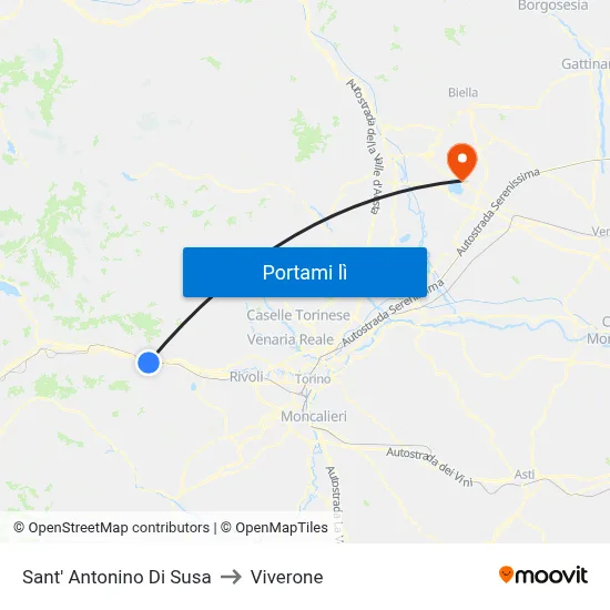Sant' Antonino Di Susa to Viverone map