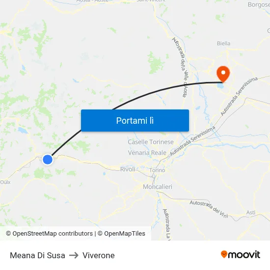 Meana Di Susa to Viverone map