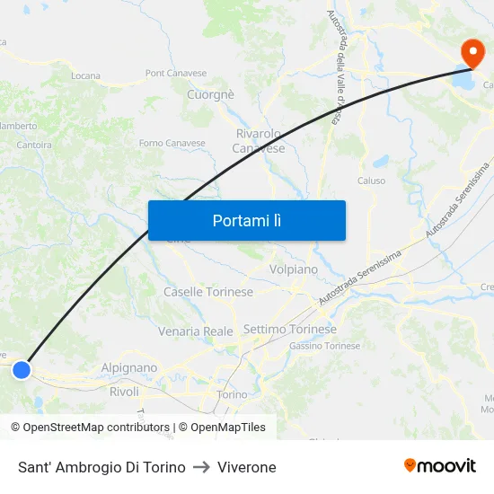 Sant' Ambrogio Di Torino to Viverone map