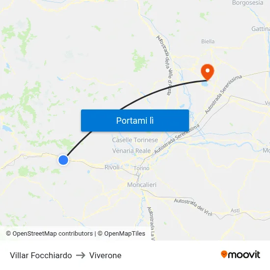 Villar Focchiardo to Viverone map