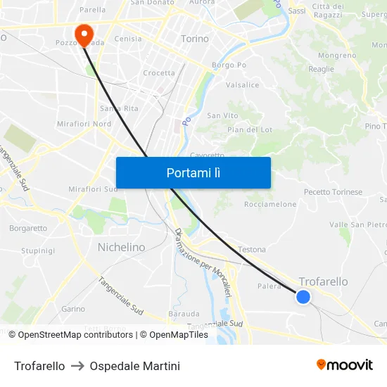 Trofarello to Ospedale Martini map