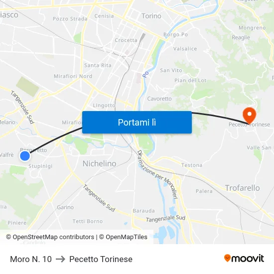 Moro N. 10 to Pecetto Torinese map