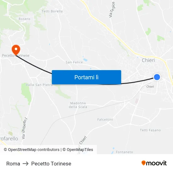 Roma to Pecetto Torinese map