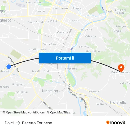 Dolci to Pecetto Torinese map