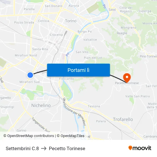 Settembrini C.8 to Pecetto Torinese map