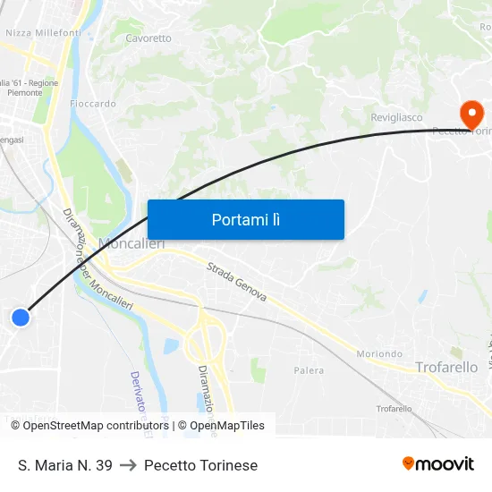 S. Maria N. 39 to Pecetto Torinese map