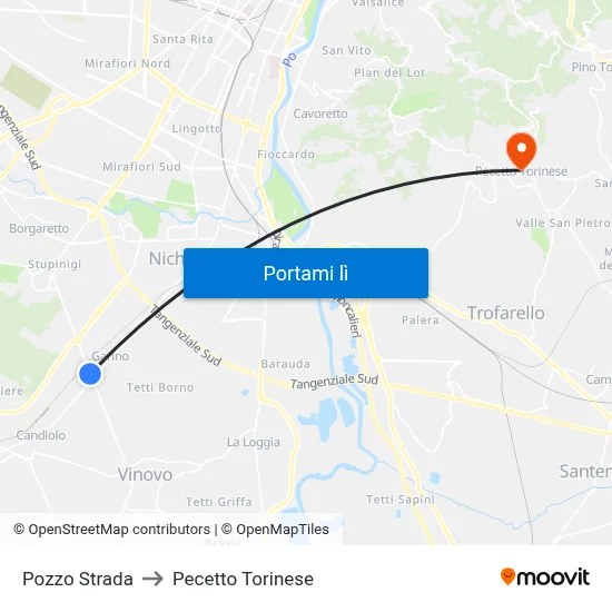 Pozzo Strada to Pecetto Torinese map