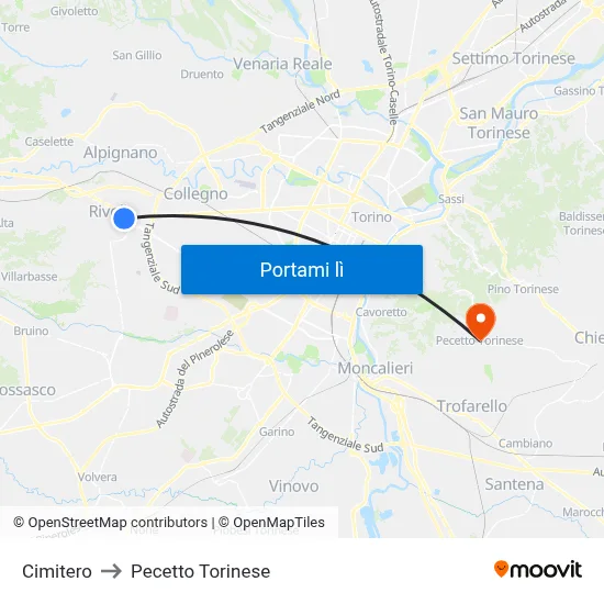 Cimitero to Pecetto Torinese map