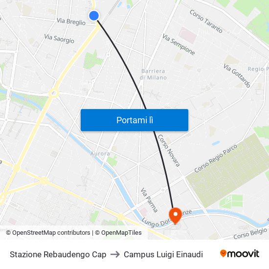 Stazione Rebaudengo Cap to Campus Luigi Einaudi map