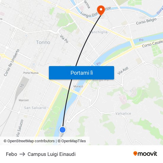 Febo to Campus Luigi Einaudi map