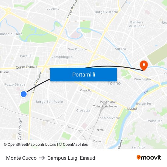 Monte Cucco to Campus Luigi Einaudi map