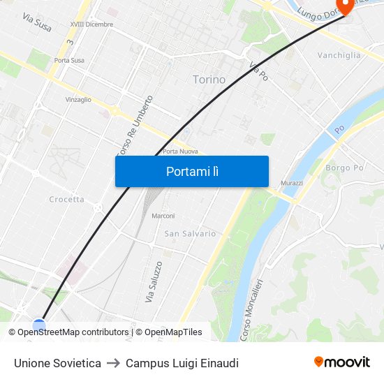 Unione Sovietica to Campus Luigi Einaudi map