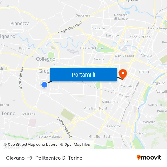 Olevano to Politecnico Di Torino map